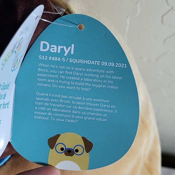 Squishmallows Jazwares NWT 12in Daryl The Dog with Glasses 2021 - Picture 3 of 5